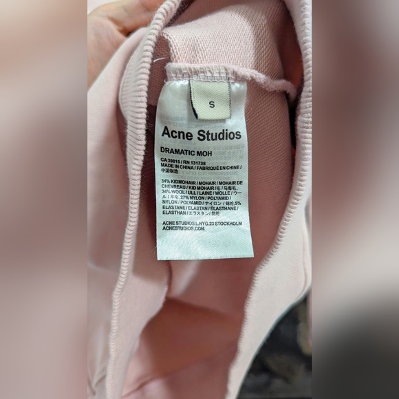 Acne Studios Womens Forba Embroidered Pigeon Sweatshirt Size Small Pink RARE - Picture 5 of 5